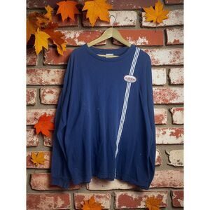 Vintage Y2K Adidas Long Sleeve Shirt – Navy – Size XL – Distressed